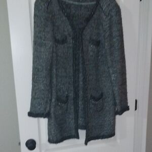 Alex Marie Charcoal Tweed Sparkle Open Cardigan